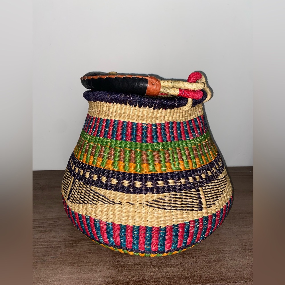 Large Handmade Colourful African Basket Storage Basket